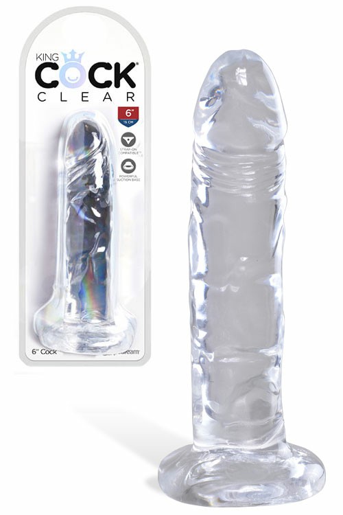 King Cock 6″ Dildo With Suction Base Dildos Clear