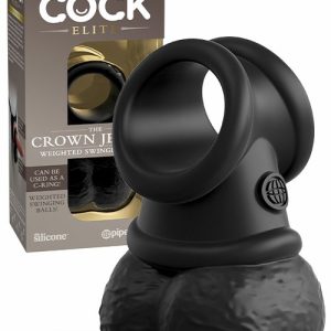 King Cock Elite The Crown Jewels Weighted Swinging Balls Couples Rings Black