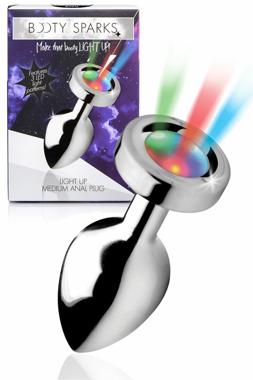 Light Up 3.4″ Metal Butt Plug Anal Toys Silver