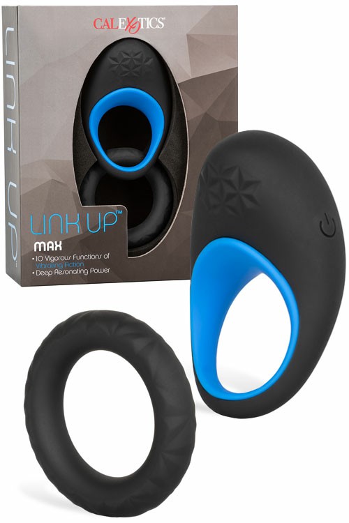 Link Up Max Vibrating Textured Couples Ring With Bonus Silicone Ring Couples Rings Multi