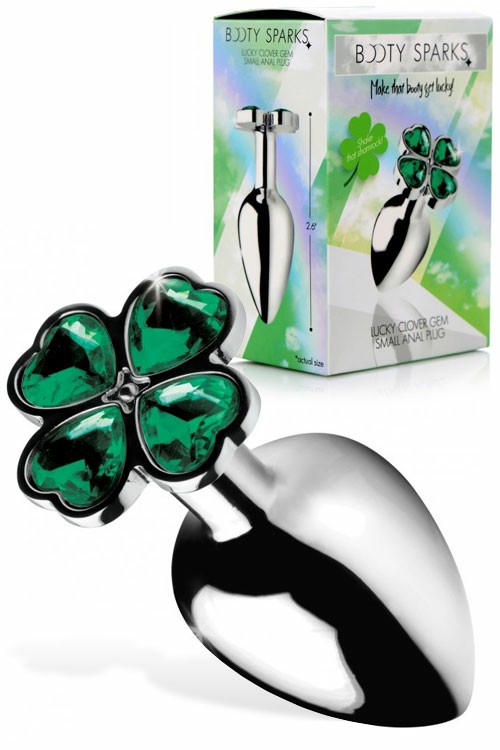 Lucky Clover 2.6″ Metal Butt Plug Anal Toys Silver/Green