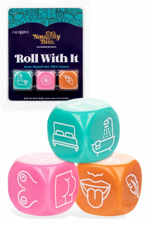 Naughty Bits Roll It 3 Piece Icon Based Sex Dice Game Couples Toys Multi