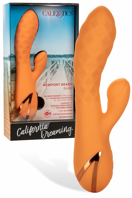 Newport Beach Babe 8.5″ Thumping Rabbit Vibrator Rabbit Vibrators Orange