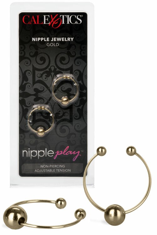 Non Piercing Nipple Rings (2 Pack) Bondage Gold