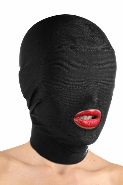 Open Mouth Hood And Padded Blindfold Blindfolds & Hoods Black