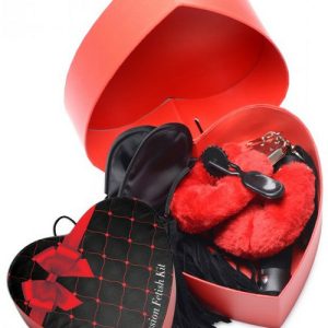 Passion 3 Piece Fetish Kit In Heart Shaped Gift Box Bondage Red