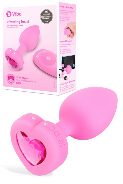 Pink Heart 3.85″ Small Vibrating Butt Plug Anal Toys Pink