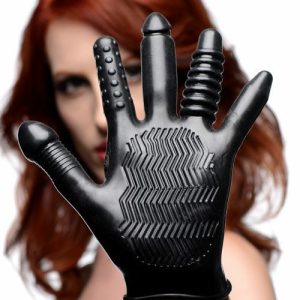 Pleasure Poker Textured Glove Accessories Black