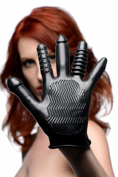 Pleasure Poker Textured Glove Accessories Black