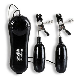 Powerful Vibrating Nipple Clamps Bondage Black