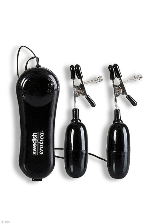 Powerful Vibrating Nipple Clamps Bondage Black