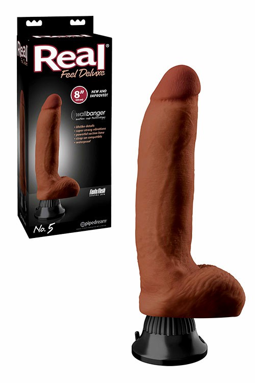 Real Feel Deluxe 8″ Vibrator Realistic Vibrators Chocolate