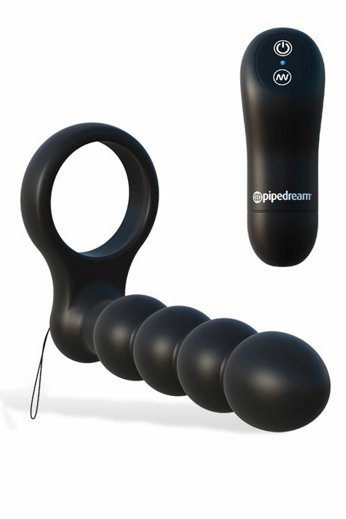 Remote Controlled Vibrating Double Penetrator Cock Ring Couples Rings Black