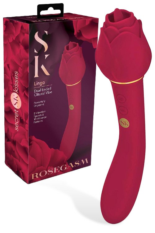 Rosegasm Lingo 8″ Dual G Spot & Flickering Tongue Clitoral Stimulator G-Spot Vibrators Red