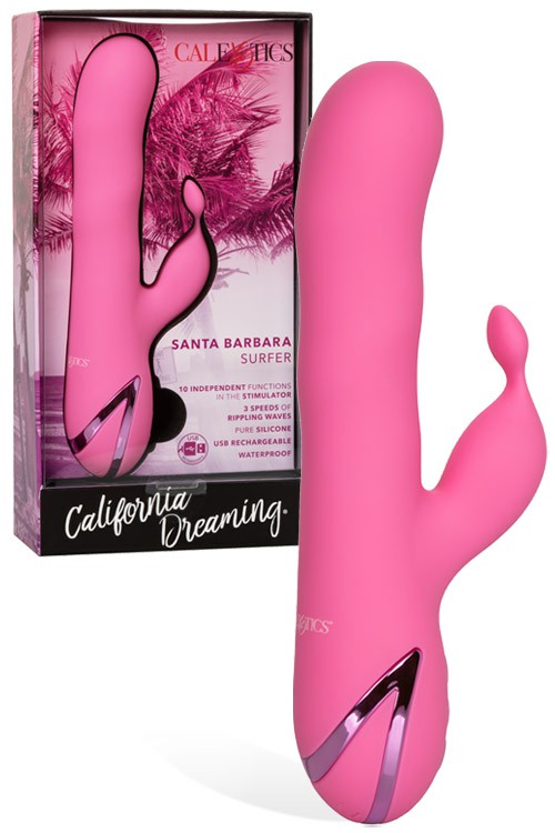 Santa Barbara 8.5″ Rippling Rabbit Vibrator With Flicking Teaser Rabbit Vibrators Pink