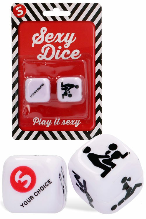 Sex Position & Location Dice (2 Pce) Couples Toys Black/White