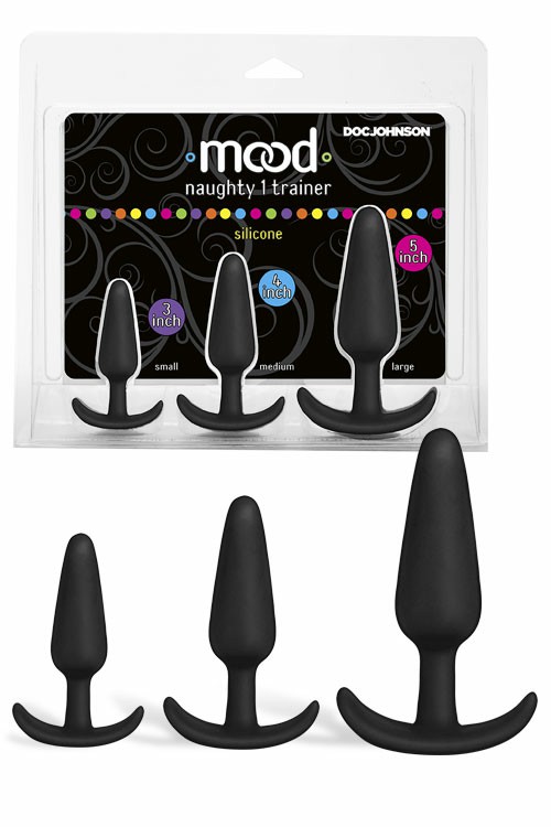 Silicone Anal Trainer Butt Plugs (3 Pce Set) Anal Toys Black