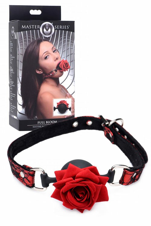 Silicone Ball Gag With Rose Bondage Black/Red