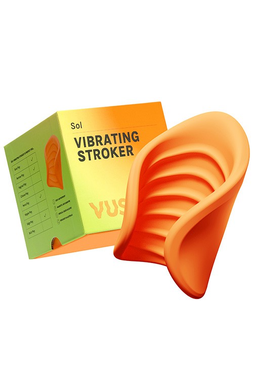 Sol 3.3″ Vibrating Stroker Vibrating Masturbators Orange