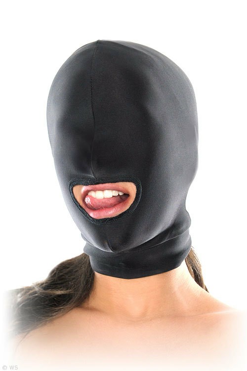 Spandex Open Mouth Hood Blindfolds & Hoods Black