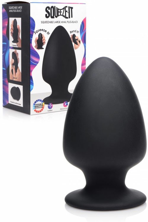 Squeezable Silicone 5.1″ Butt Plug Anal Toys Black