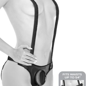 Strap On Suspenders & Harness With Strap On Docking Plate Dildos Black