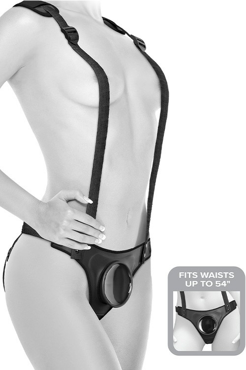 Strap On Suspenders & Harness With Strap On Docking Plate Dildos Black