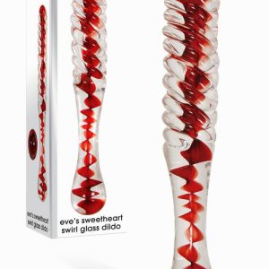 Sweetheart Swirl 8.7″ Glass Dildo Clear/Red