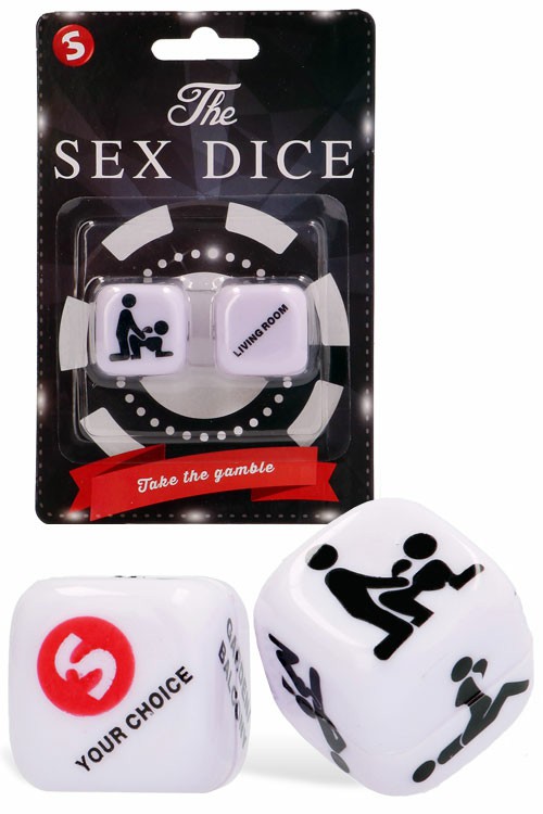 Take The Gamble Sex Position & Location Dice (2 Pce) Couples Toys Black/White