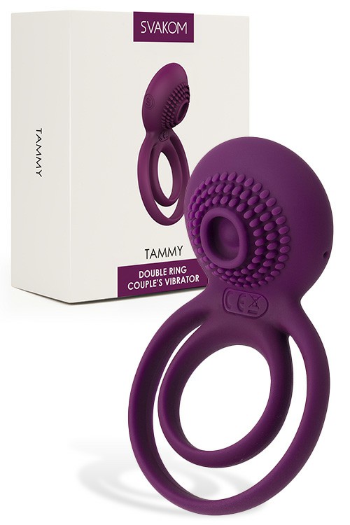 Tammy 3.1″ Vibrating Couples Ring With Double Rings Couples Rings Violet