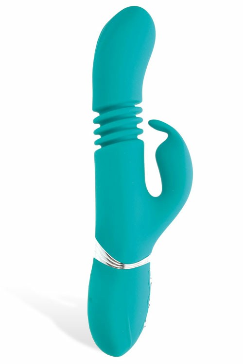 Thrusting 9″ Silicone Rabbit Vibrator Rabbit Vibrators Teal