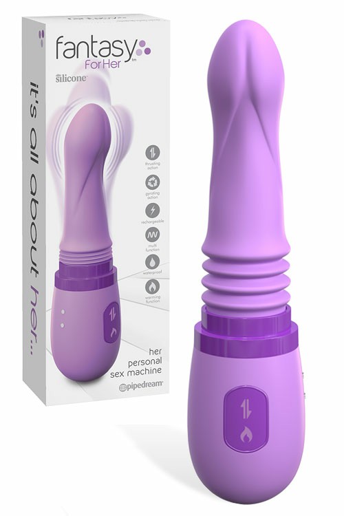 Thrusting, Gyrating, Vibrating & Heating 8.5″ Sex Machine Vibrators Purple