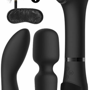 Toys 6 Piece Clitoral Suction, Massage Wand & G Spot Vibrator Kit Vibrators Black