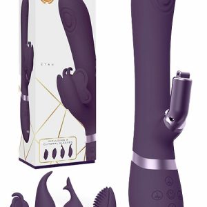 Toys Etsu 8.8″ Thumping Rabbit Vibrator Plus Interchangeable Stimulation Sleeves Rabbit Vibrators Purple