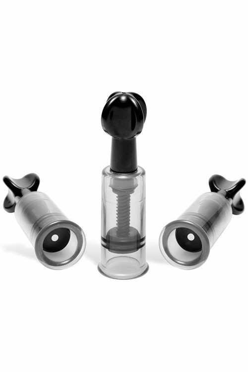 Transparent Grey Nipple Stimulator Suction Cylinders (3 Pce) Bondage Grey