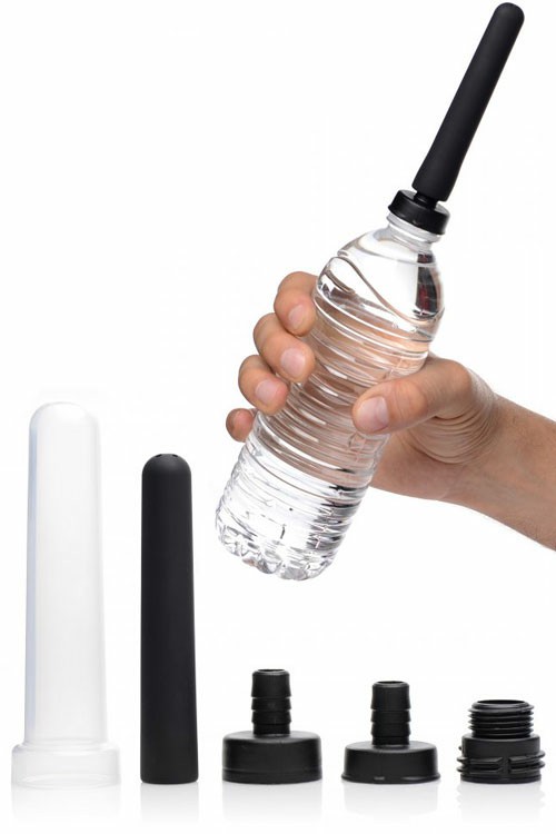 Travel Enema Water Bottle Adapter Set (5 Pce) Anal Toys Black