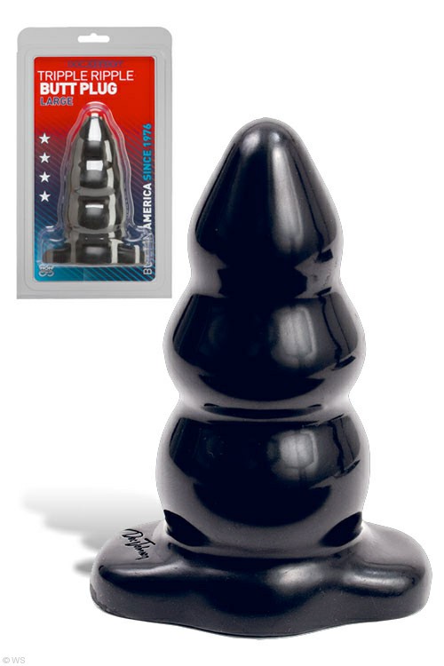 Triple Ripple 6″ Large Butt Plug Anal Toys Black