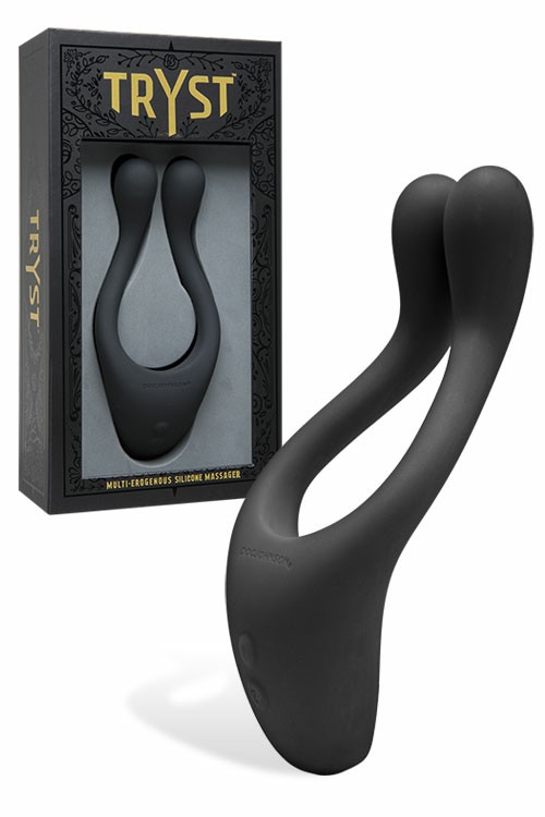 Tryst Vibrating Silicone Massager & Couples Ring Couples Toys Black