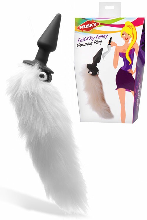 Vibrating 4″ Anal Plug With White Tail Anal Toys White/Black