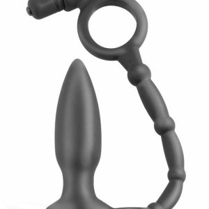 Vibrating 4″ Butt Plug With Cock Ring Anal Toys Black