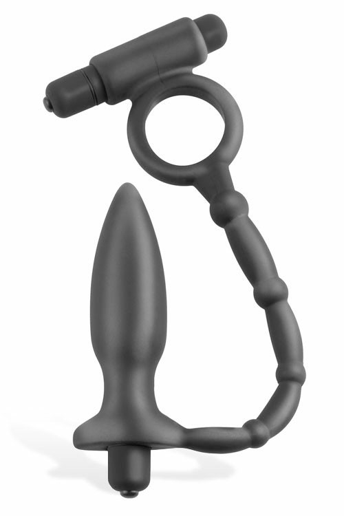 Vibrating 4″ Butt Plug With Cock Ring Anal Toys Black