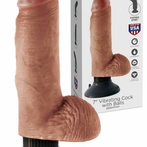 Vibrating Bendable 7″ Dildo With Removable Suction Cup Dildos Tan