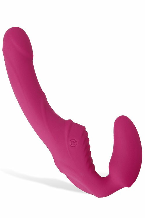 Vibrating Silicone 8.75″ Strapless Strap On Dildos Pink