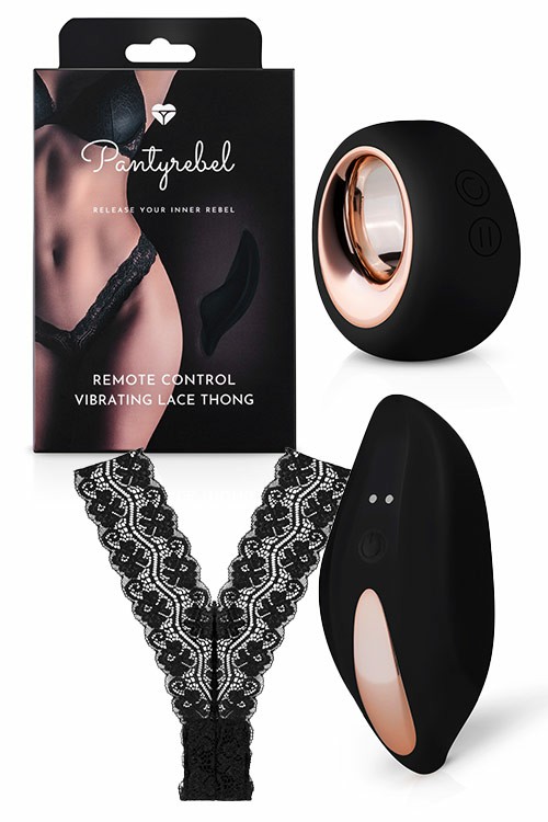 Vibrating V Thong With Remote Control Vibrating Panties Black/Rose Gold