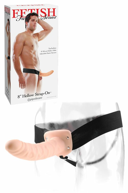 8″ Hollow Strap On Dildos Black