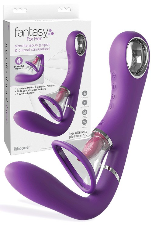 9.7″ Clitoral Pump & Vibrating Tongue Rabbit Vibrator Rabbit Vibrators Purple