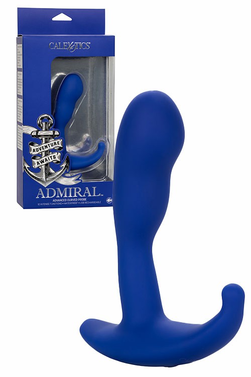 Admiral Advanced 4″ Vibrating Curved Anal Probe Prostate Massagers Blue