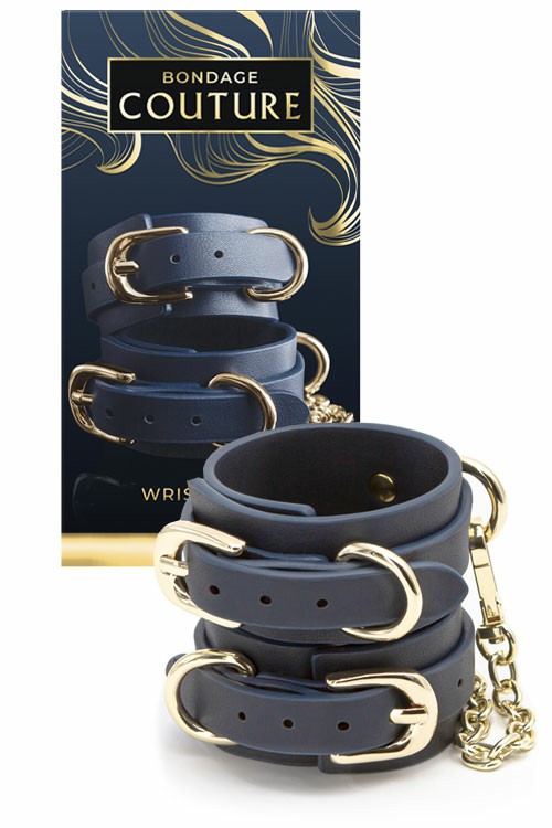 Bondage Couture Vegan Leather Wrist Cuffs Bondage Navy