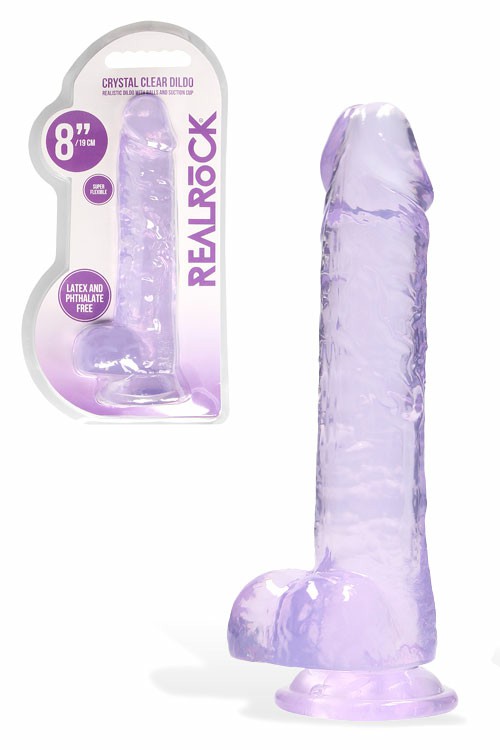 Crystal Clear 8.3″ Suction Cup Realistic Dildo Dildos Purple