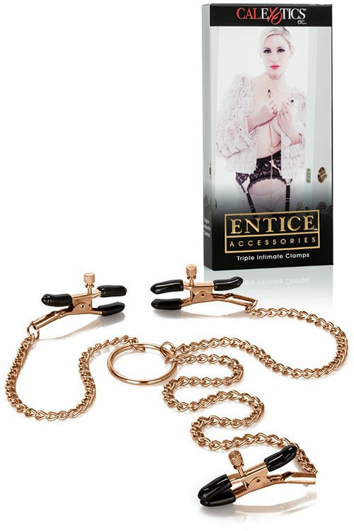 Entice Nipple & Clitoris Clamps Bondage Gold